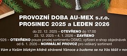 Provozní doba Au-Mex přes svátky 2025