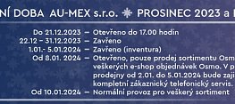Provozní doba Au-Mex přes svátky 2023
